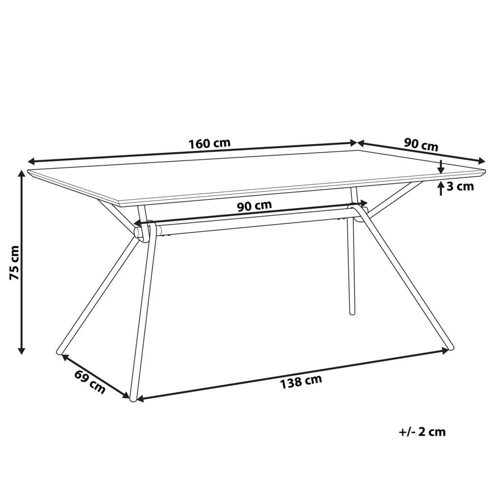 Tavolo da pranzo Piano in legno scuro Gambe in metallo Nero 160 x 90 cm 6 posti rettangolare industriale