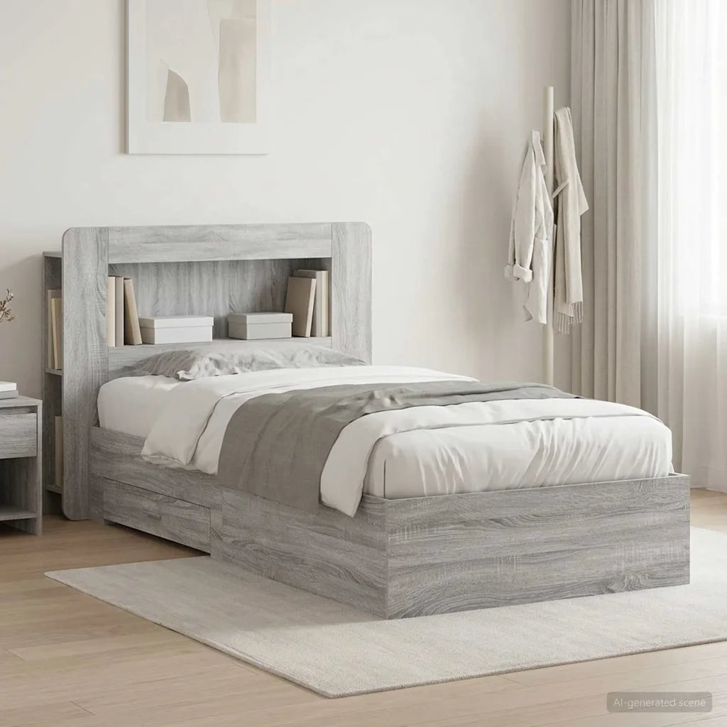 Telaio del letto con storage Sonoma grigio 80 x 200 cm
