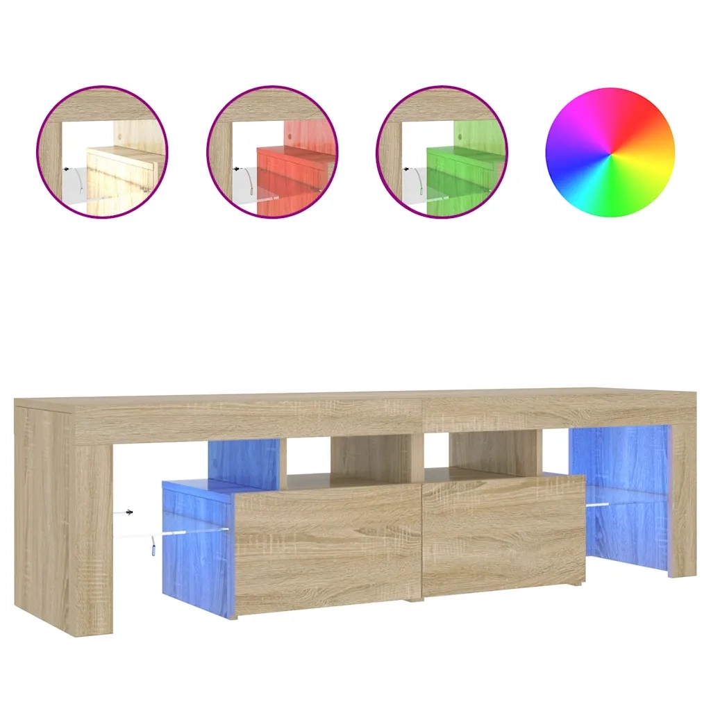 Mobile Porta TV con Luci LED-Credenza per TV Rovere Sonoma 140x36,5x40 cm