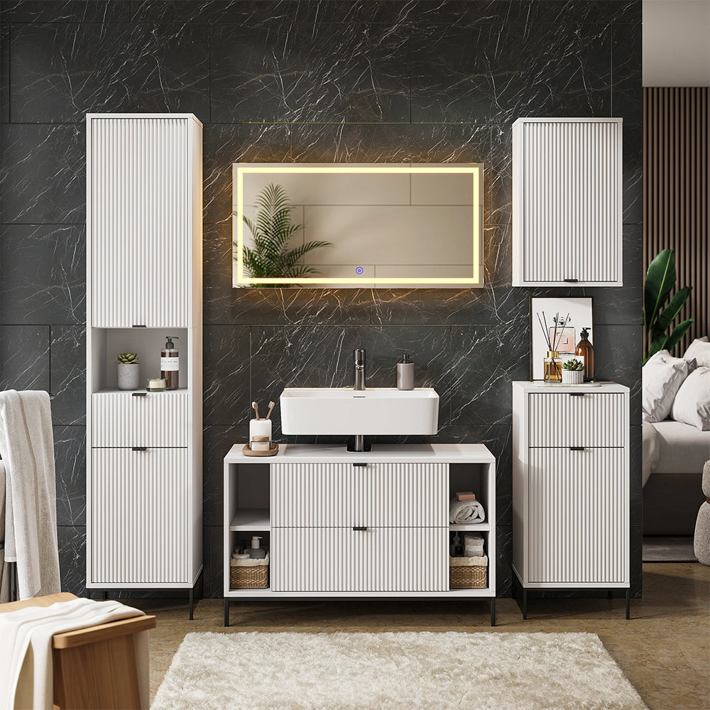 Vicco Mobile sottolavabo per bagno Bianco 100 x 63 cm Con 2 cassetti estraibili