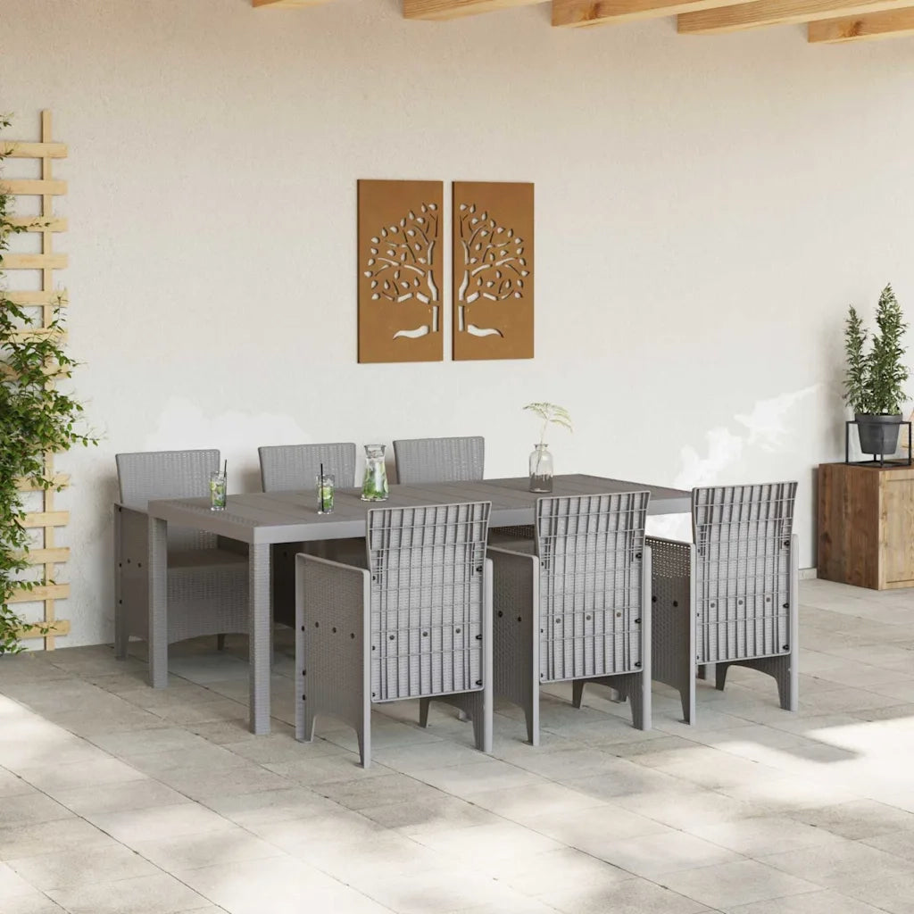 Set da Pranzo per Giardino 7 pcs Grigio chiaro Polipropilene
