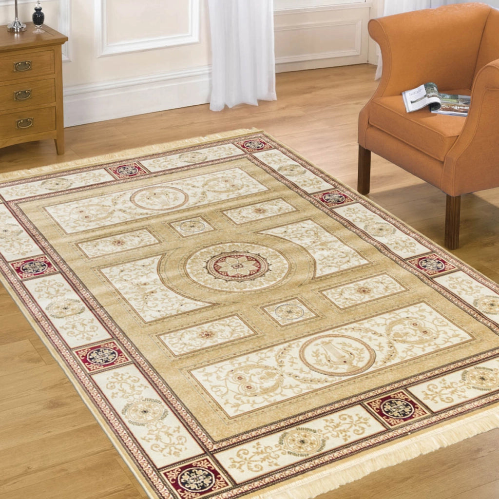 Tappeto RUBINE 350 Imperial ORO cm.200x290 disegno classico persiano stile orientale tradizionale. Tappeto salotto, soggiorno, camera da letto, ingresso, corridoio.