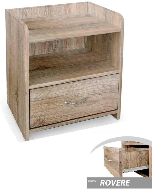 COMODINO IN LEGNO CON UN CASSETTO 43X30X48 CM IN ROVERE