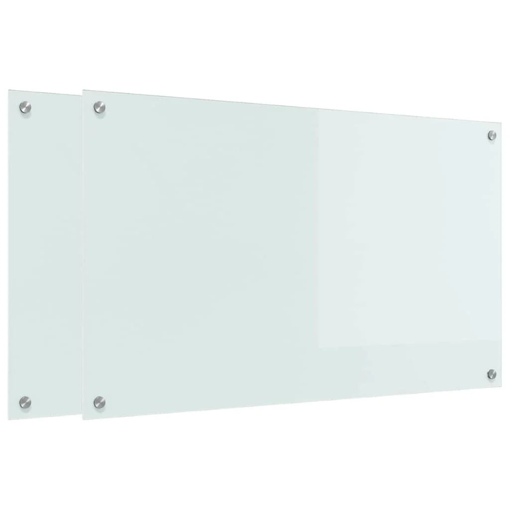 Set di 2 paraschizzi da cucina in vetro temperato resistente al calore 100 x 60 cm stile moderno bianco 02_0056293