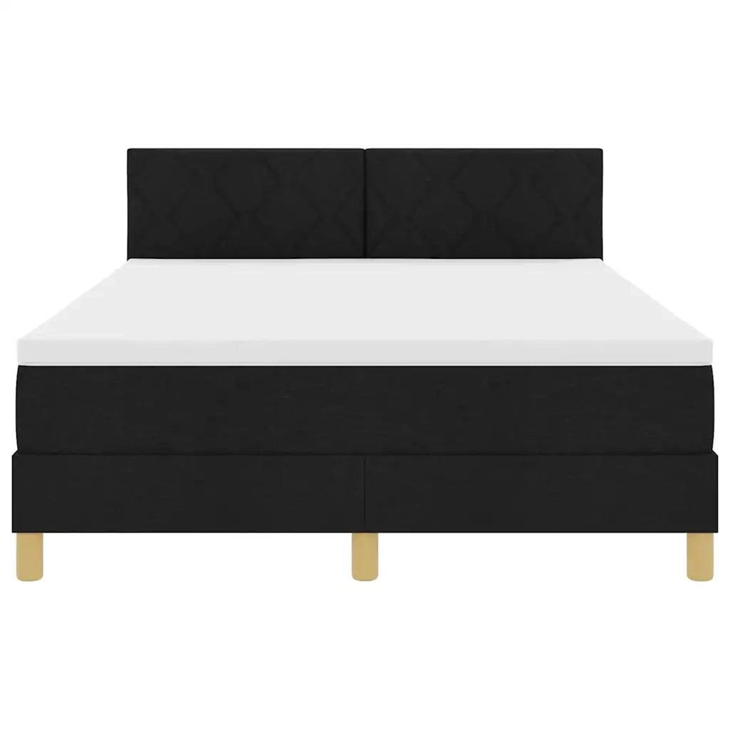 Letto a Sorgente LED con materasso Nero 140 x 190 cm Tessuto 3342515