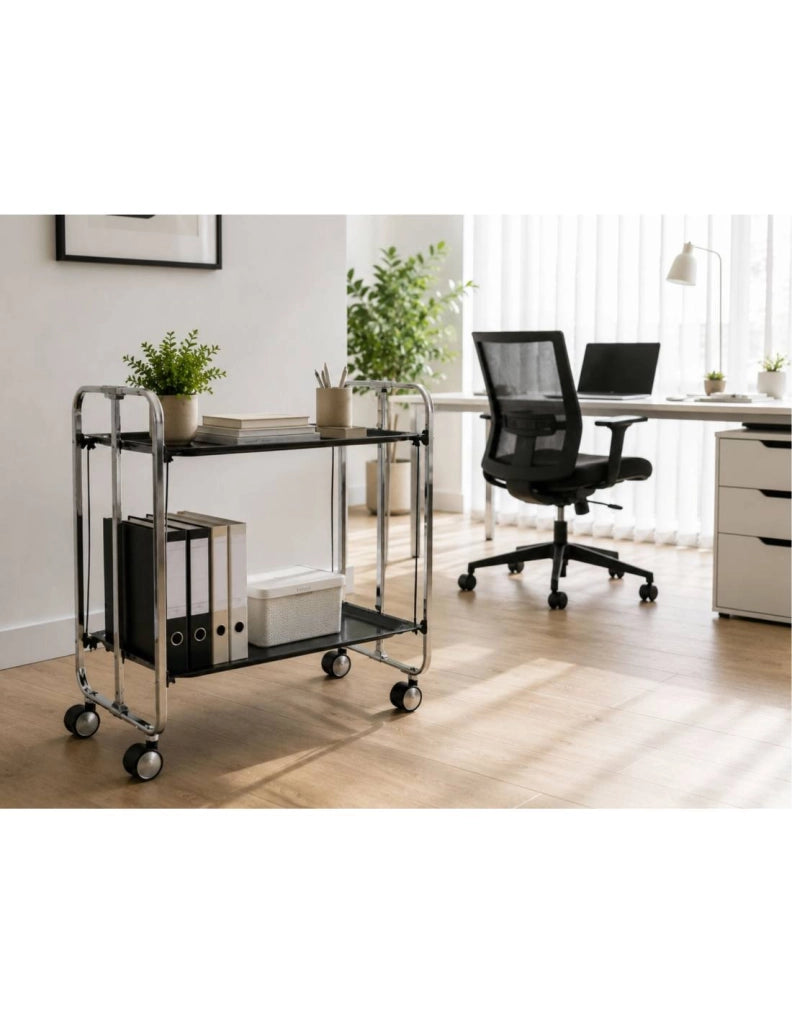 Carrello da cucina pieghevole cromato con ruote BAUHAUS 2 ripiani