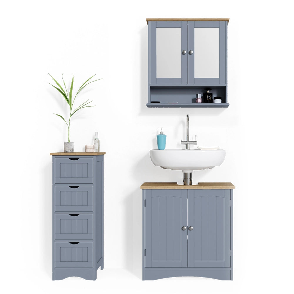 Vicco Set mobili bagno Grigio 3 parti