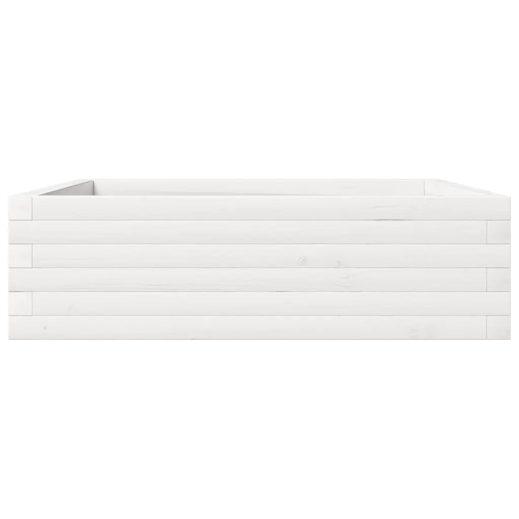 Fioriera da Giardino Bianca 80x80x23 cm Legno Massello di Pino