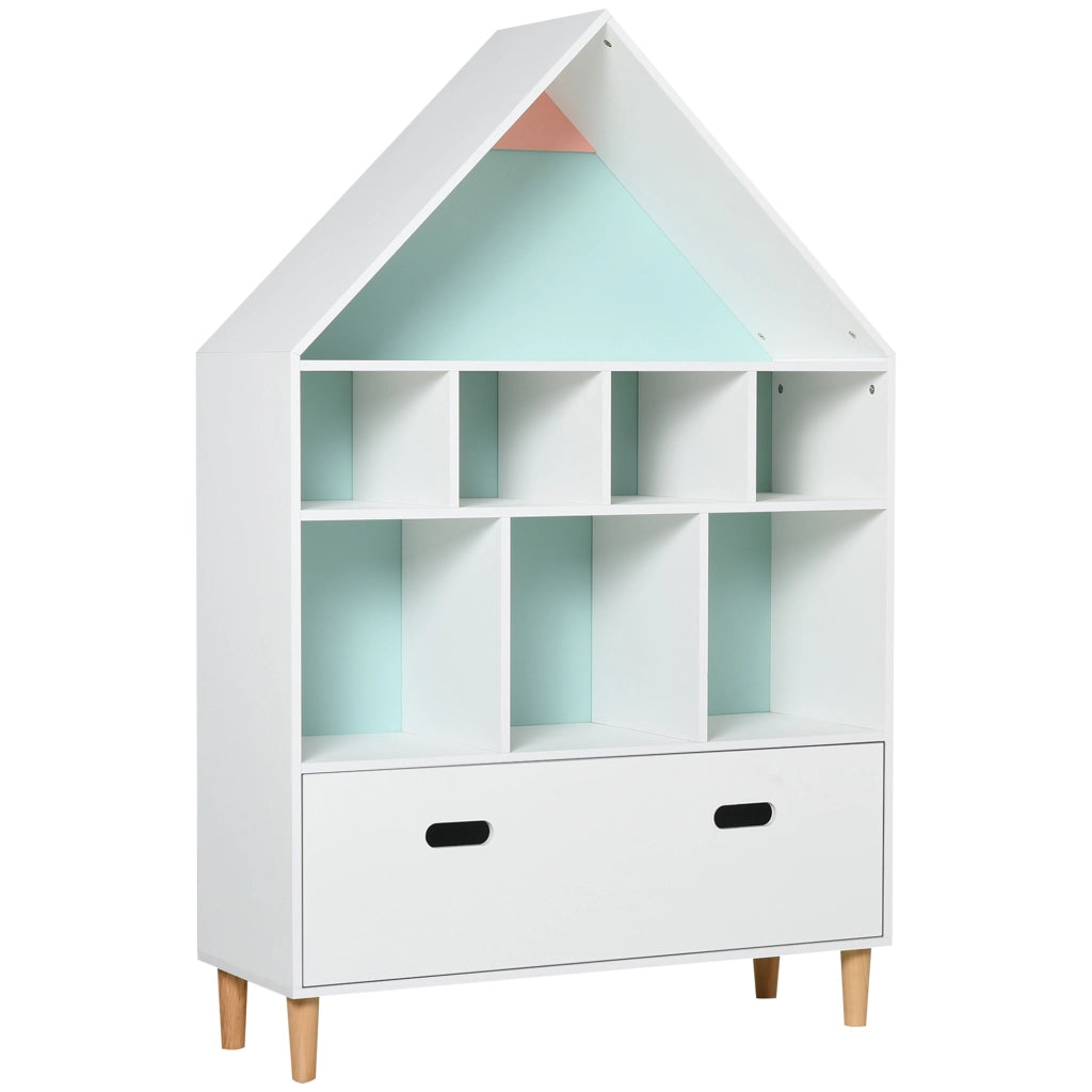 Libreria a cubi per bambini con mensole ¨C zephmum ¨C bianca, azzurra, rosa 82x30x126 cm