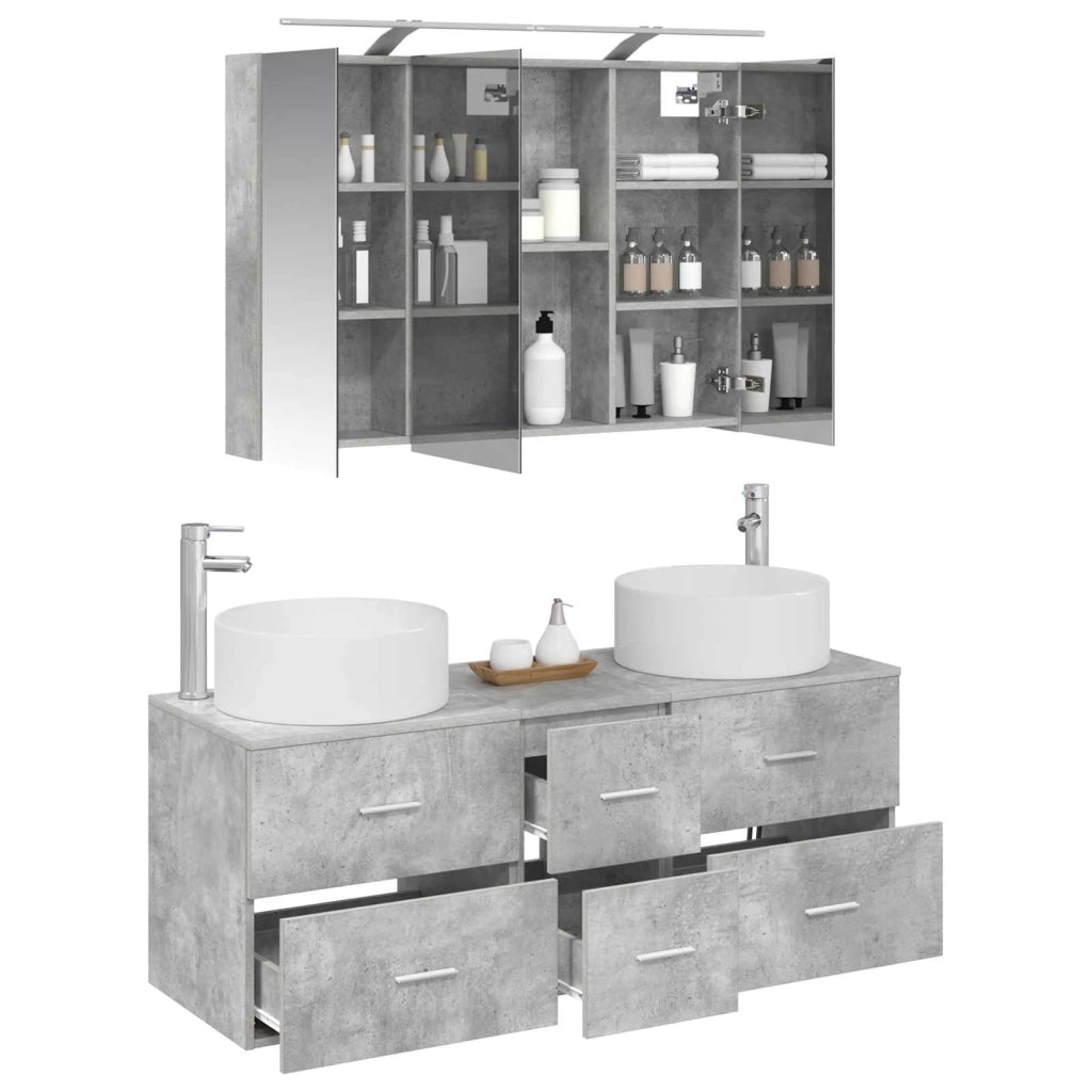 Set di mobili per il bagno 4 pcs Grigio Cemento 3407098