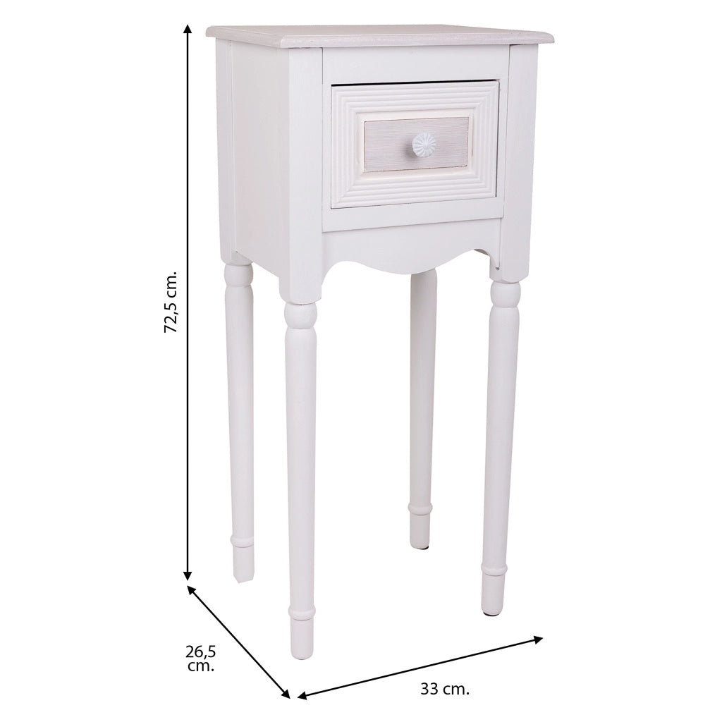 Tavolino porta telefono in legno bianco 33x26,5x72,5 h