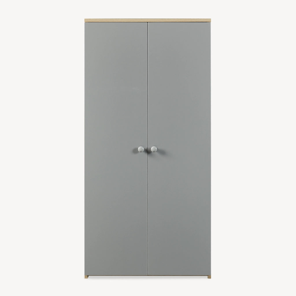 Armadio Beldinupp per Cameretta a 2 Ante 123 x 60 x 40 cm - Effetto Rovere/Grigio [en.casa]