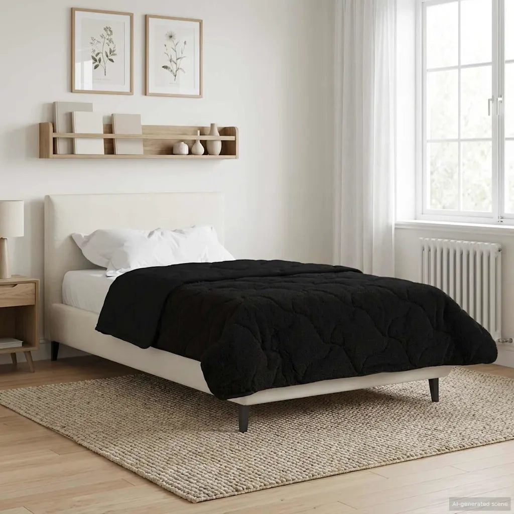 Duvet Invernale Nero 155 x 220 cm Microfibra e Fleece Teddy 42026332