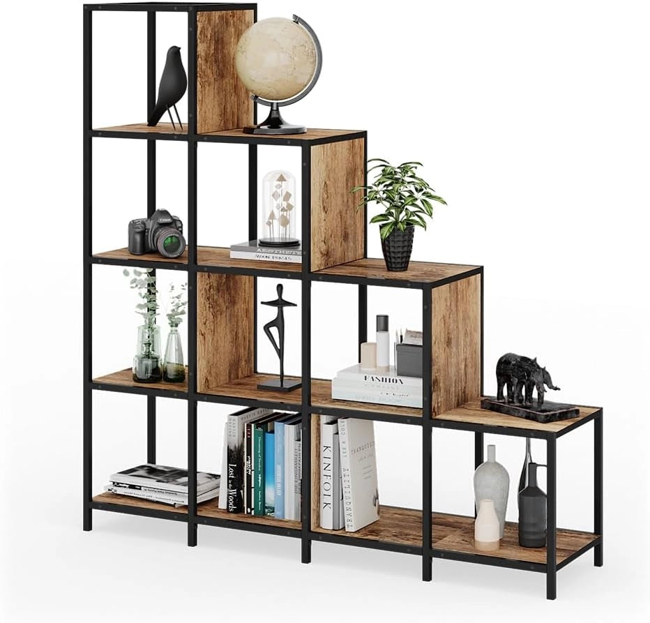Divisorio per ambienti Fyrk, Legno antico, 120 x 120 cm, utilizzabile come divisorio o come libreria aperta