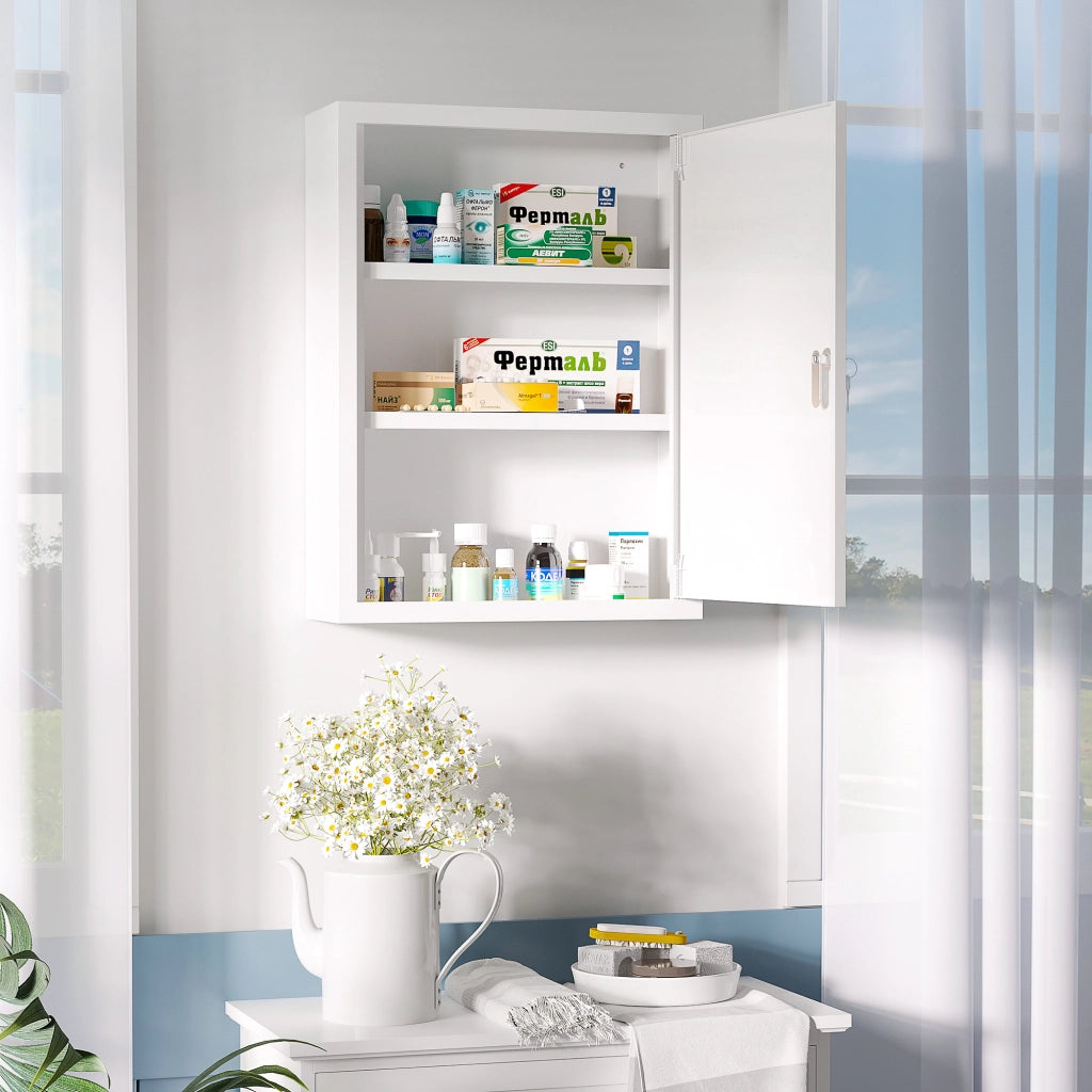 ARMADIO MEDICINALE DA MURO 40x15x53,5 cm Acciaio Bianco