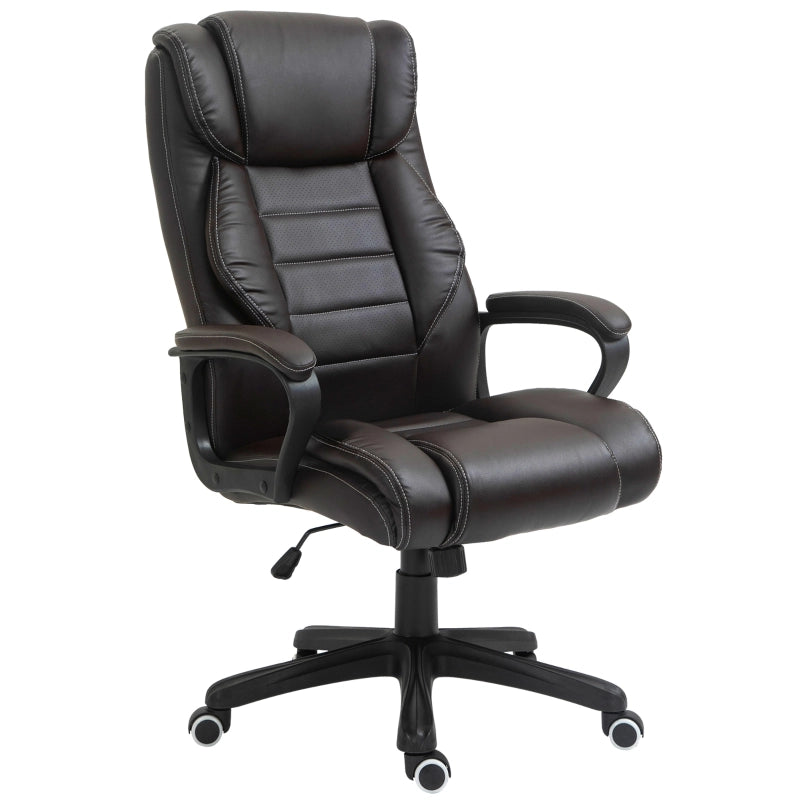 Sedia da Ufficio Ergonomica con Massaggio a Vibrazione, Schienale Alto, Funzione Oscillante, Marrone