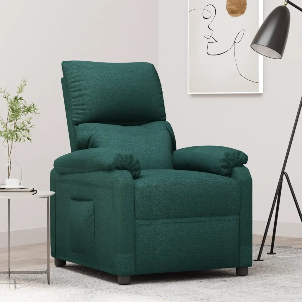 Poltrona Reclinabile in Tessuto Verde Scuro 342456