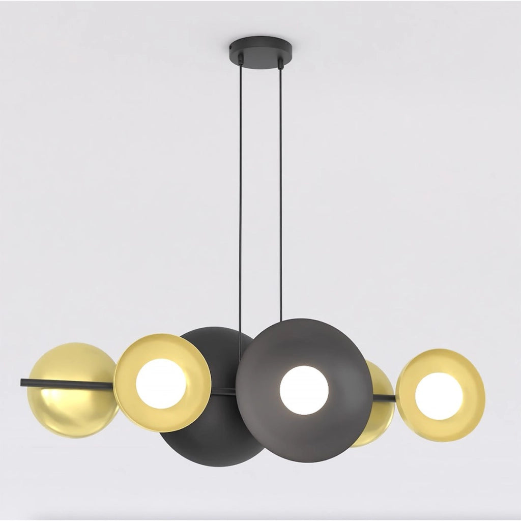 Lampada a sospensione Volum in acciaio nero e oro