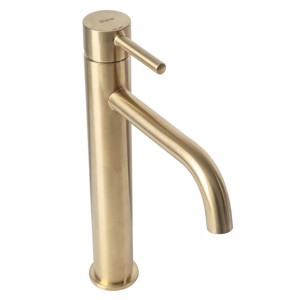 Rubinetto Da Lavabo Rea Lungo Brush Gold High