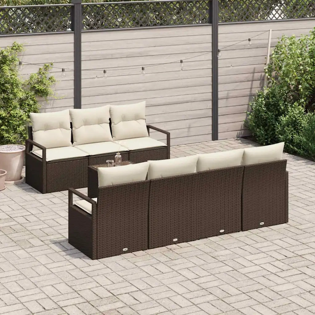 Set Divano da Giardino 8 pcs Marrone e Crema polyrattan 3354957