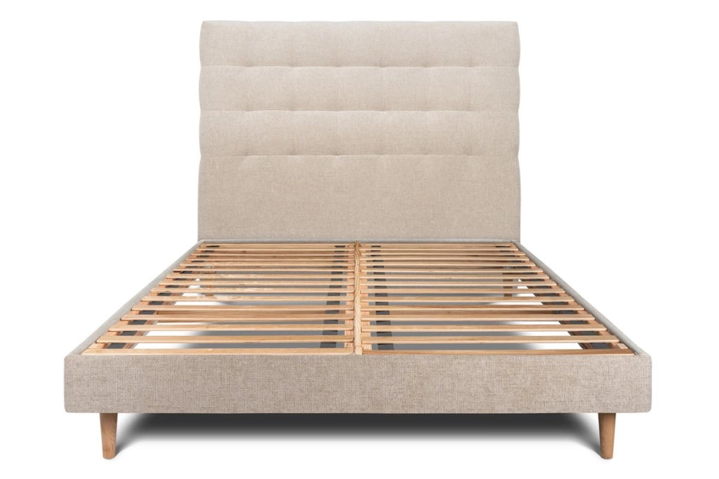 Letto 150x200 cm con testata imbottita - Tessuto Tela opaca