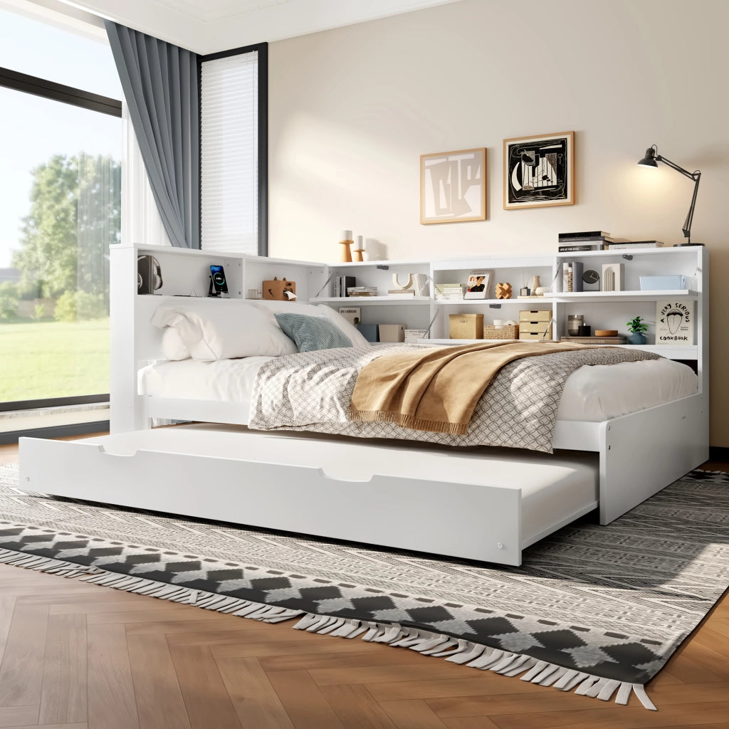 Daybett con funzione divano letto in pino bianco 140x200 cm