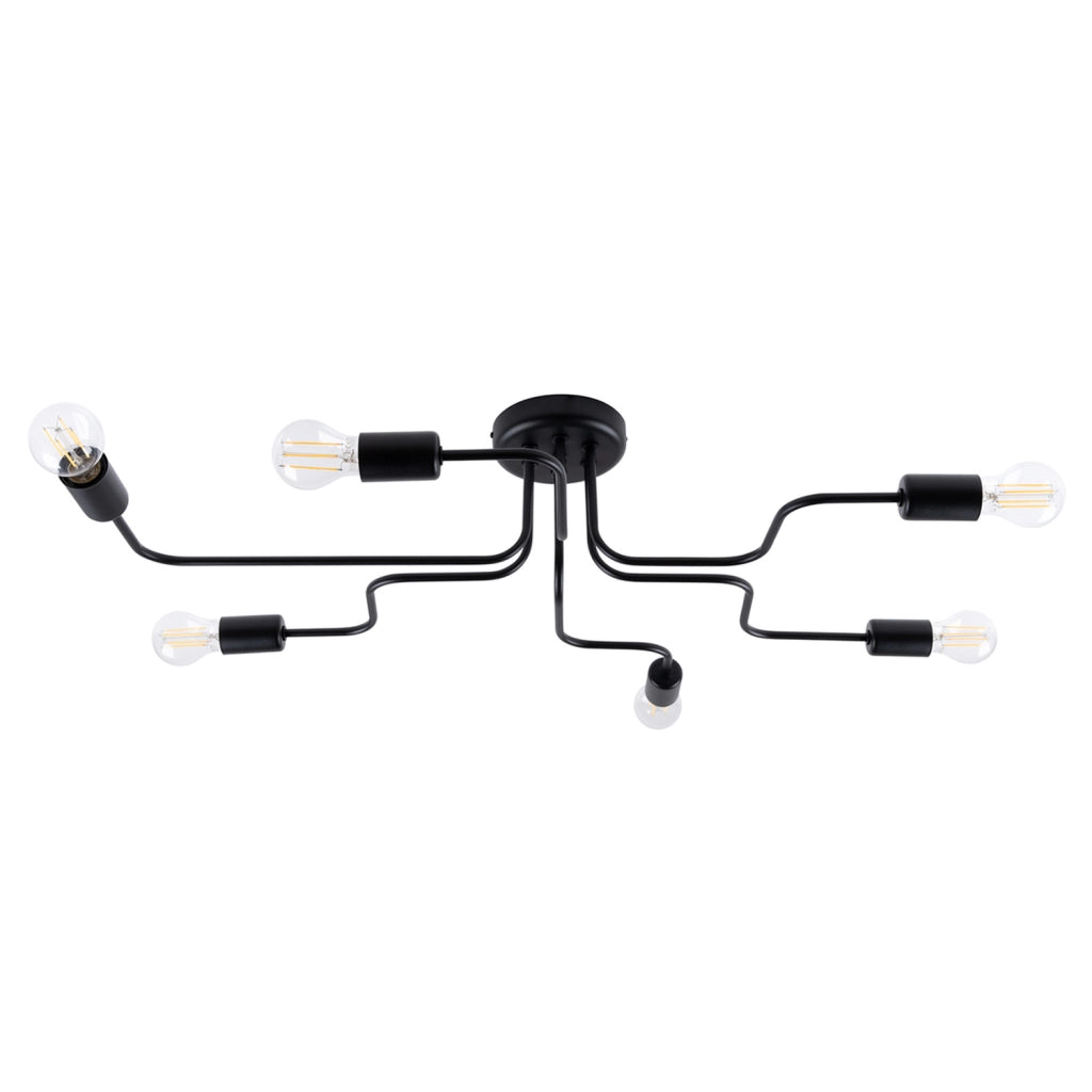 Plafoniera loft nera in metallo 6xE27 15W PLANUM Pure Lume