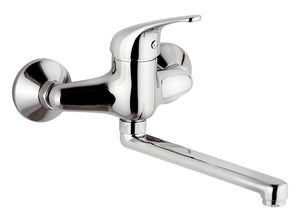 Miscelatore monocomando lavello a parete bocca girevole.