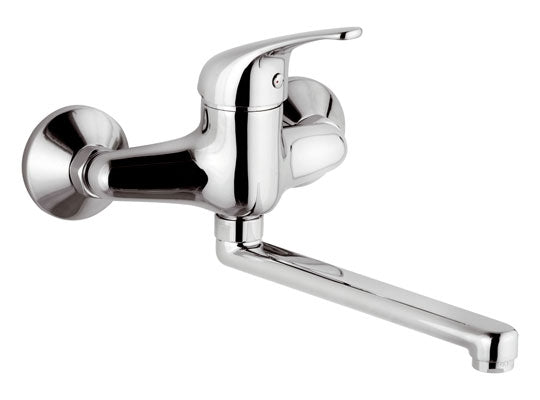 Miscelatore monocomando lavello a parete bocca girevole.