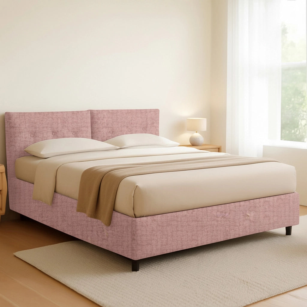 Derby, Letto Matrimoniale Sfoderabile Made in Italy, Rosa