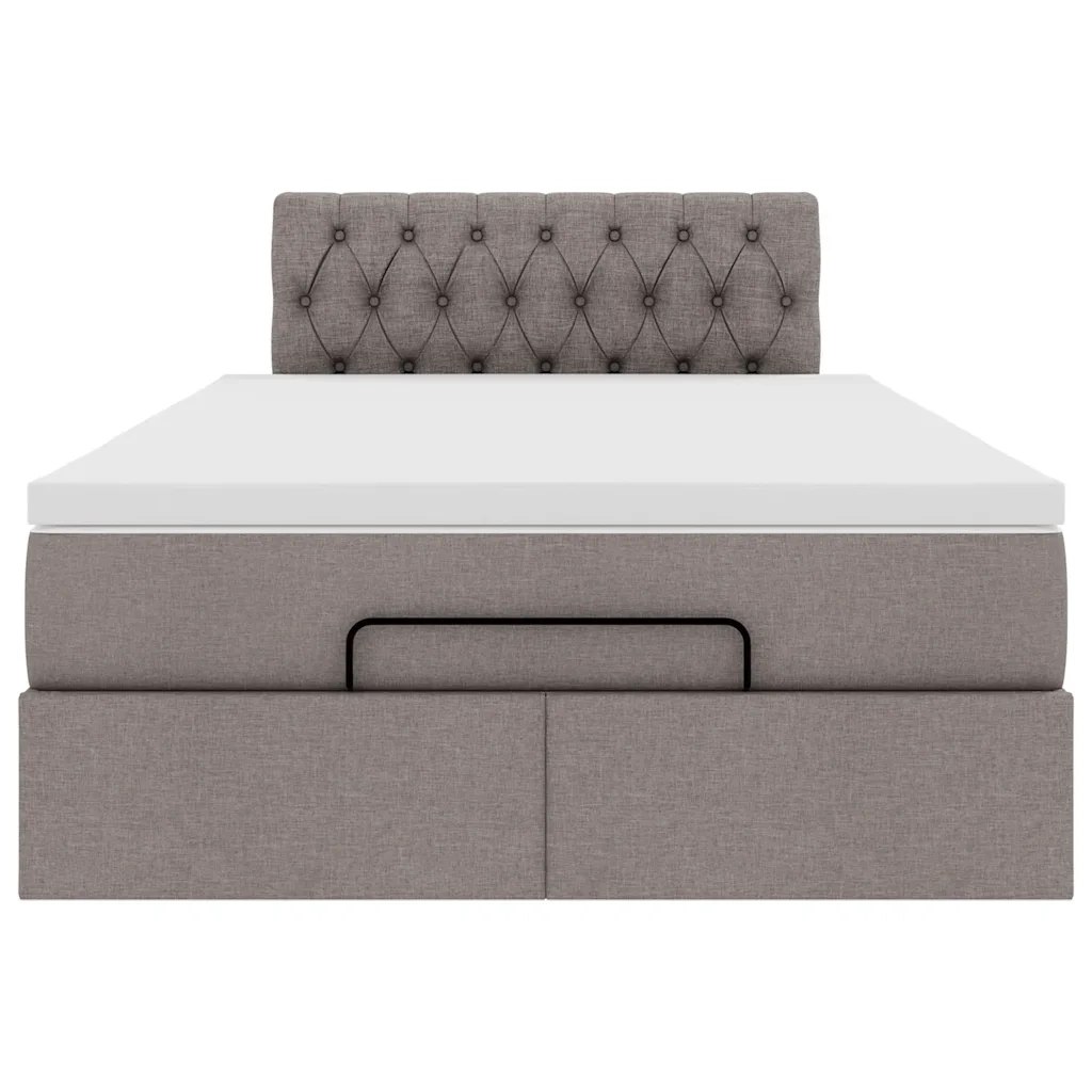 Pouf Letto con Materasso e LED Tortora 120x190cm in Tessuto 3312378