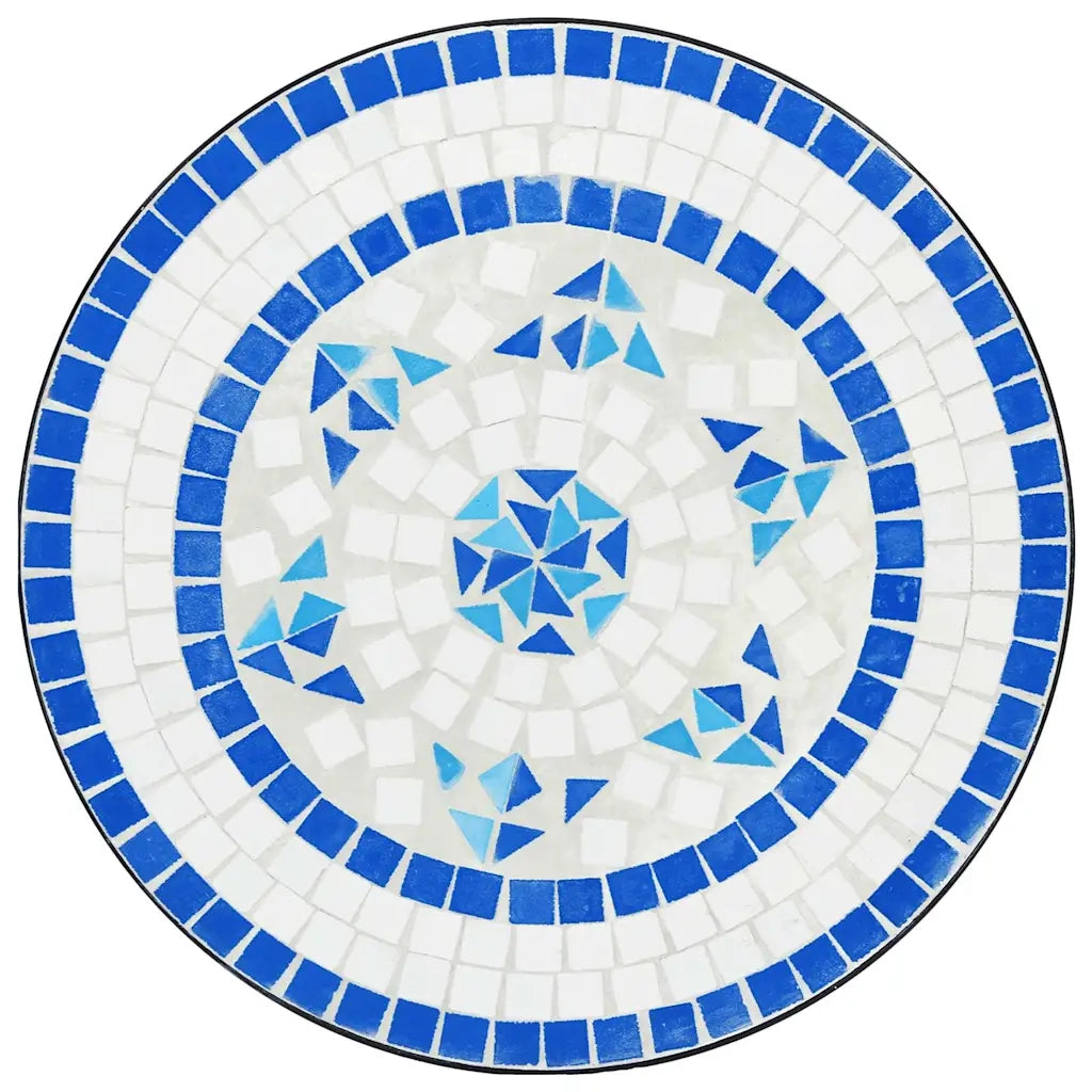 Set da Bistrot con Mosaico Blu e Bianco in Ferro e Ceramica 3216353