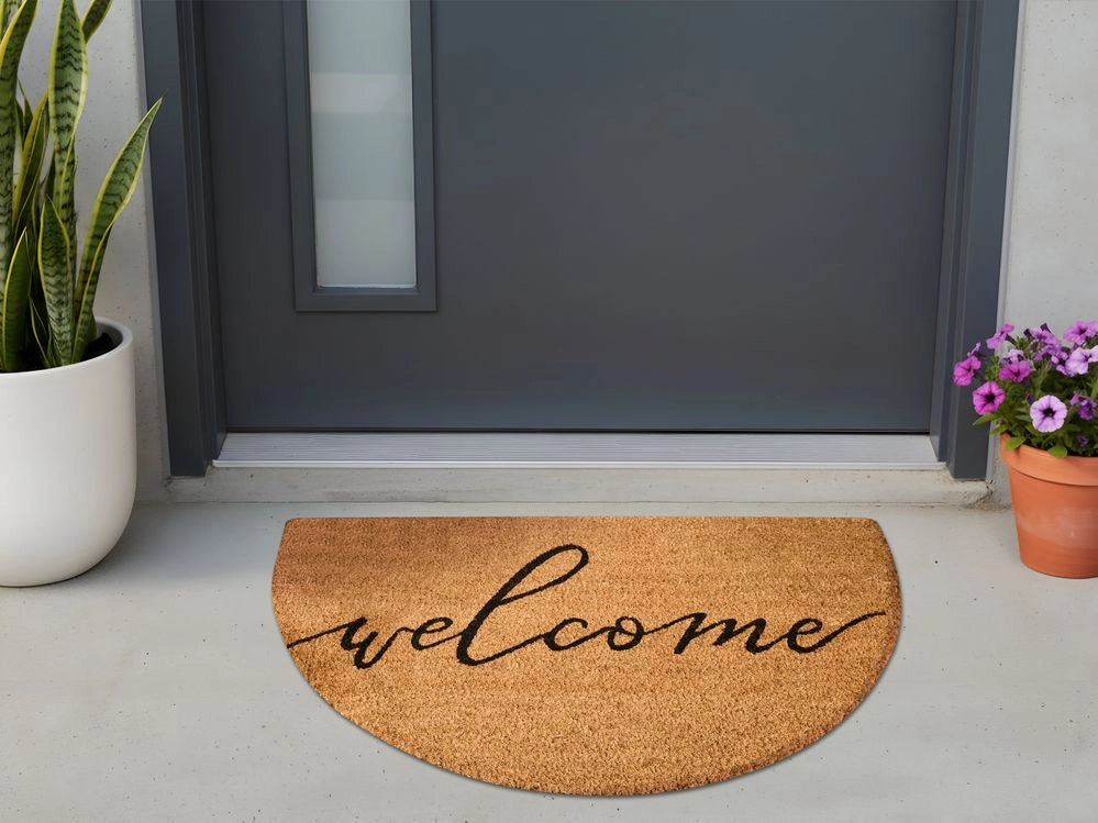 Zerbino di benvenuto in fibra di cocco antiscivolo 45 x 75 cm con supporto in PVC naturale