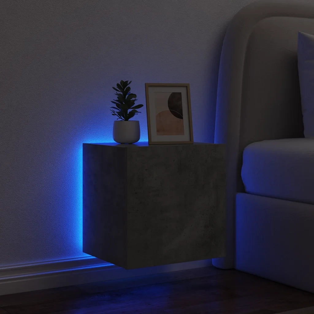 Mobili TV a Parete con Luci LED 2pz Grigio Cemento 40,5x35x40cm 837253