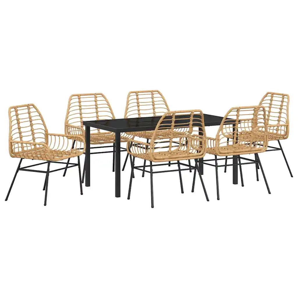 Set da Pranzo per Giardino 7 pcs Marrone polyrattan 3380852
