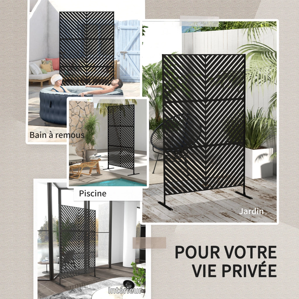 Paravento Esterno Geometrico in Metallo Nero ¨C zephmum ¨C 122x45x198 cm