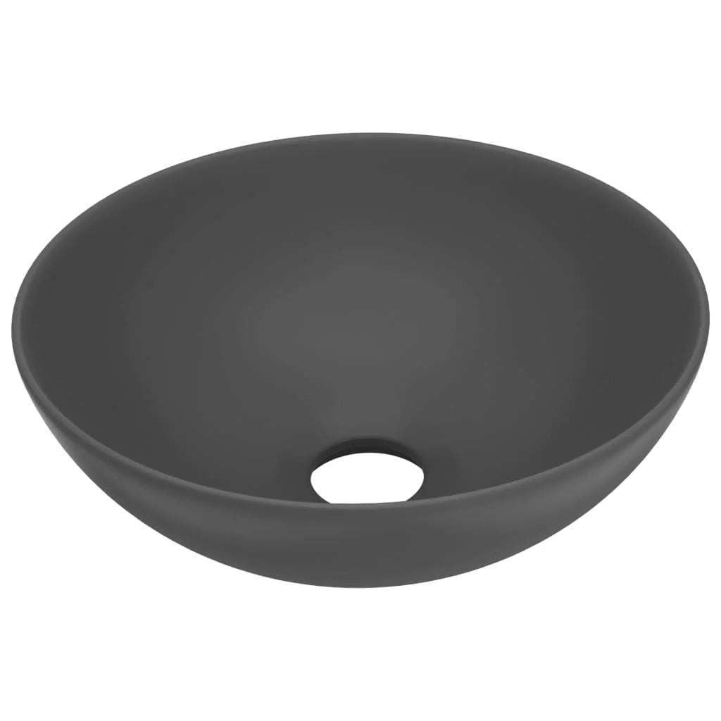 Lavabo da bagno rotondo diametro 28 cm ceramica grigio scuro 02_0002725