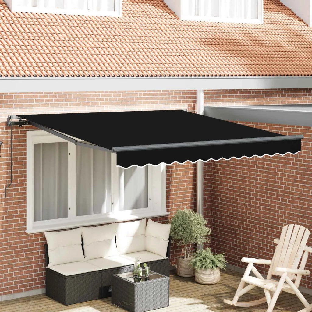 Tenda Retrattile Nero 350 x 250 cm Poliestere e Acciaio 3330325