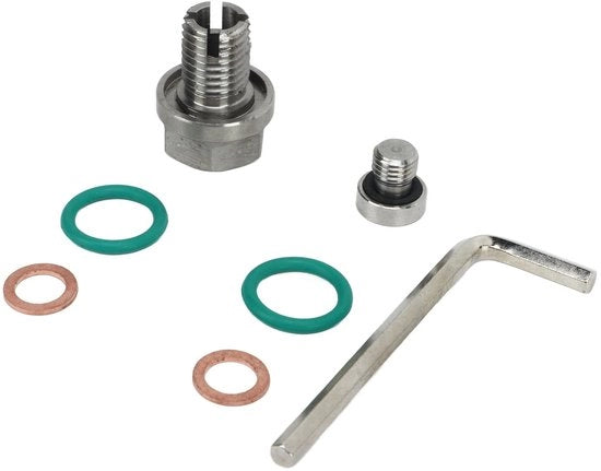 Set di riparazione per olio - Acciaio inossidabile - Pluggo di scarico dell'olio - O-ring - Gomma sigillante - Inclusa chiave a ingranaggi
