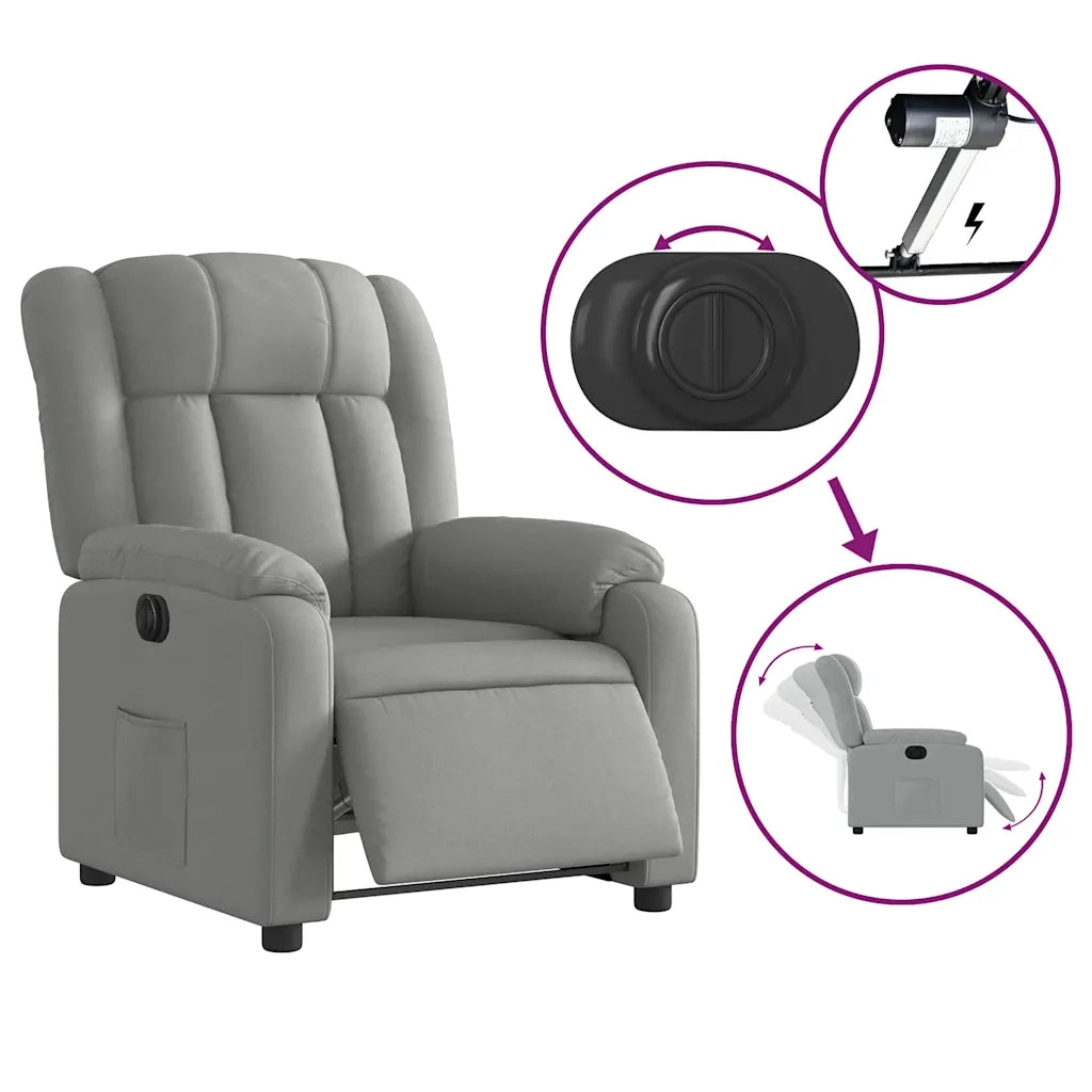 Poltrona | Sedia Relax Elettrica Reclinabile Grigio Chiaro in Tessuto