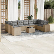 vidaXL Set Divani da Giardino 11 pz con Cuscini Beige in Polyrattan