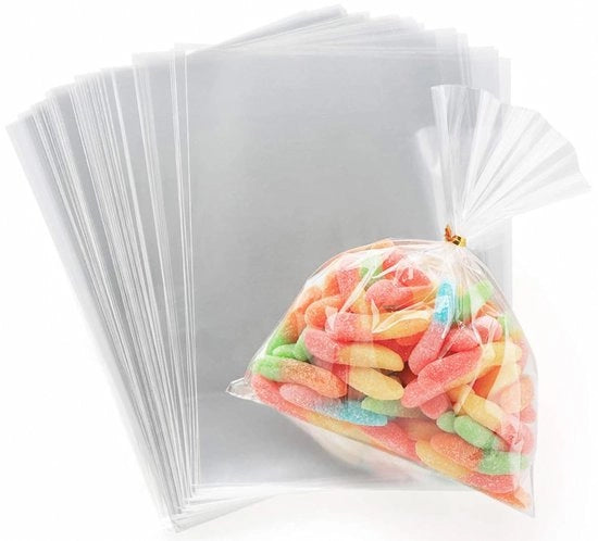 Confezioni in cellofan trasparenti - 100 pezzi - Formato A4 35 x 22 cm - Adesivi con striscia di adesivo - Sacchetti in cellofan trasparenti Ziplock