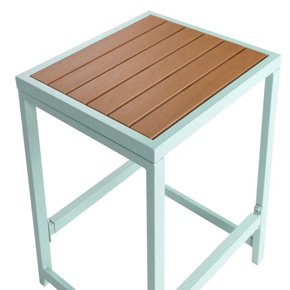 Sgabello da giardino per esterni Sedile per patio Base in acciaio e legno verde chiaro stile elegante