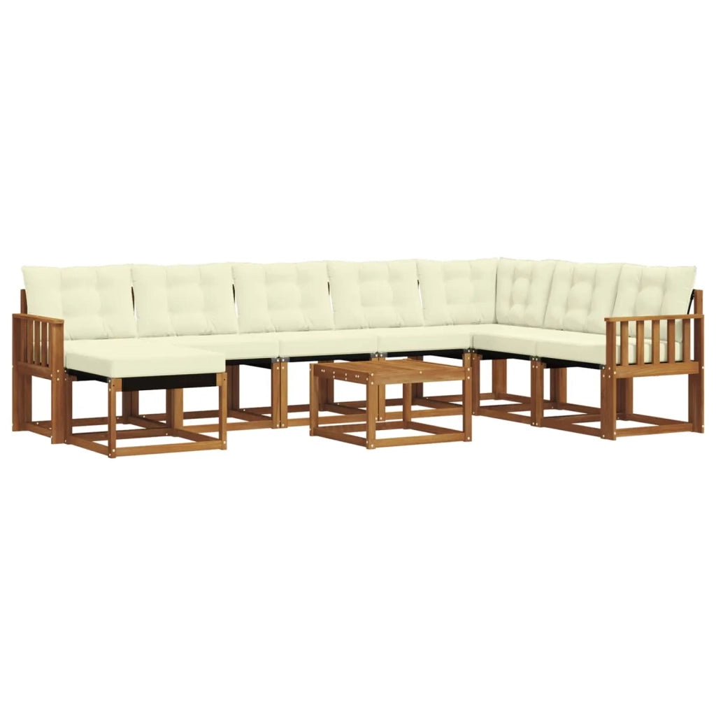 Set di divani da esterno con cuscino 9 pcs Naturale e Crema