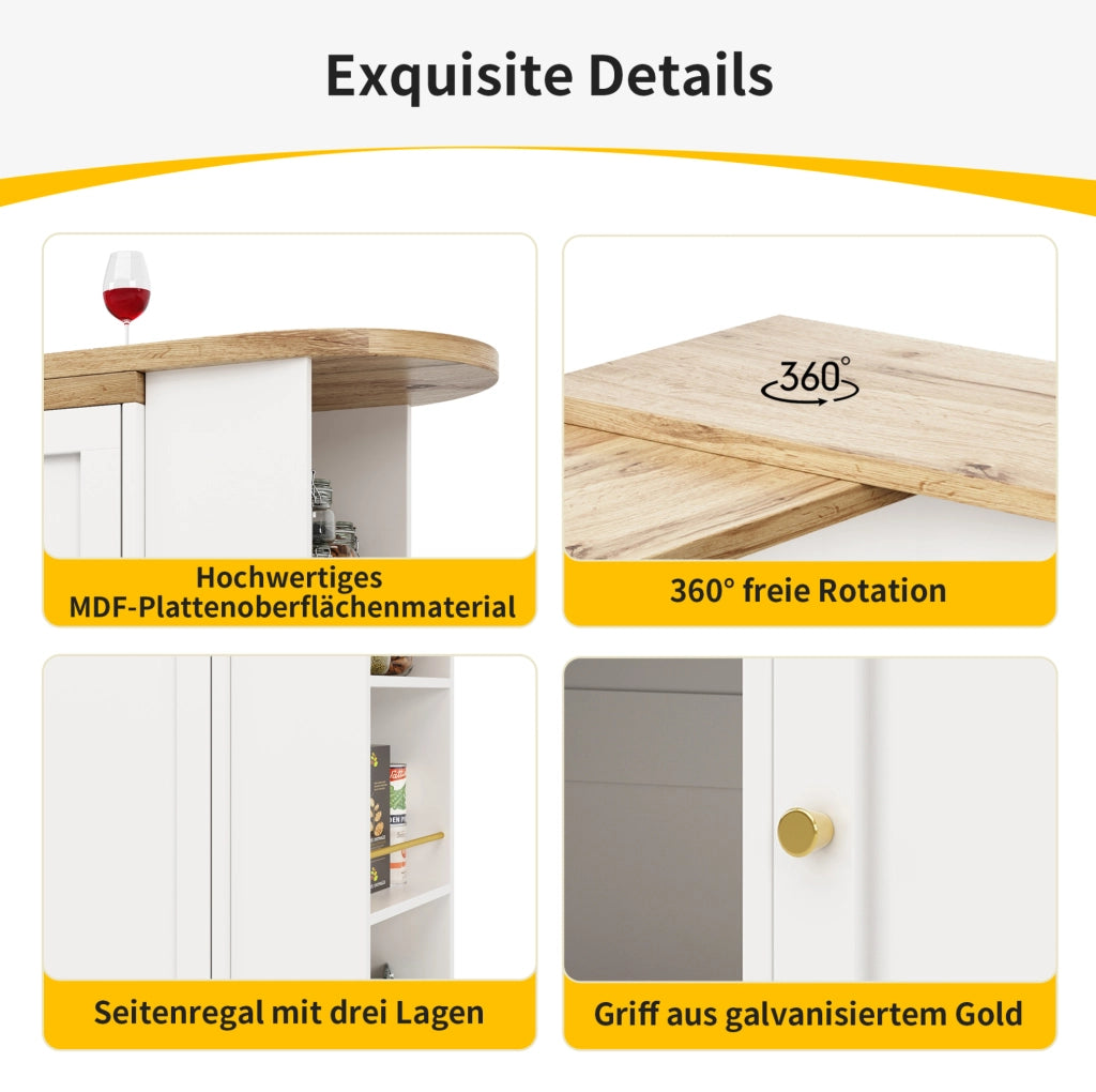 Mobile modulare girevole bianco in MDF con 4 cassetti