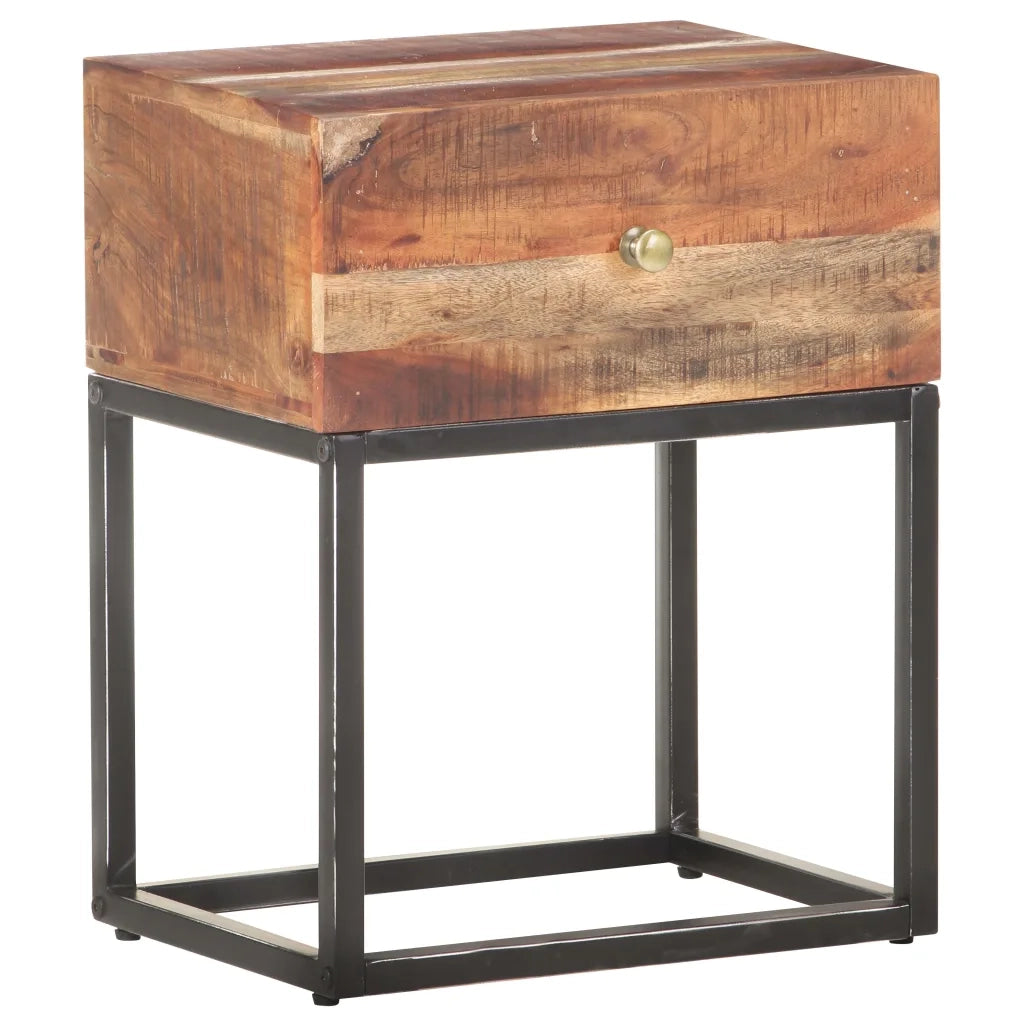 Comodino-Tavolino da notte 40x30x50 cm in Legno di Acacia Grezzo