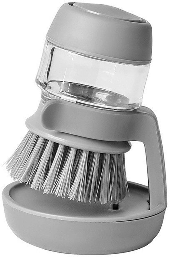 Spazzola da stoviglie - spazzola da stoviglie con dispenser di sapone - Inclusa base - Riutilizzabile - Grigio