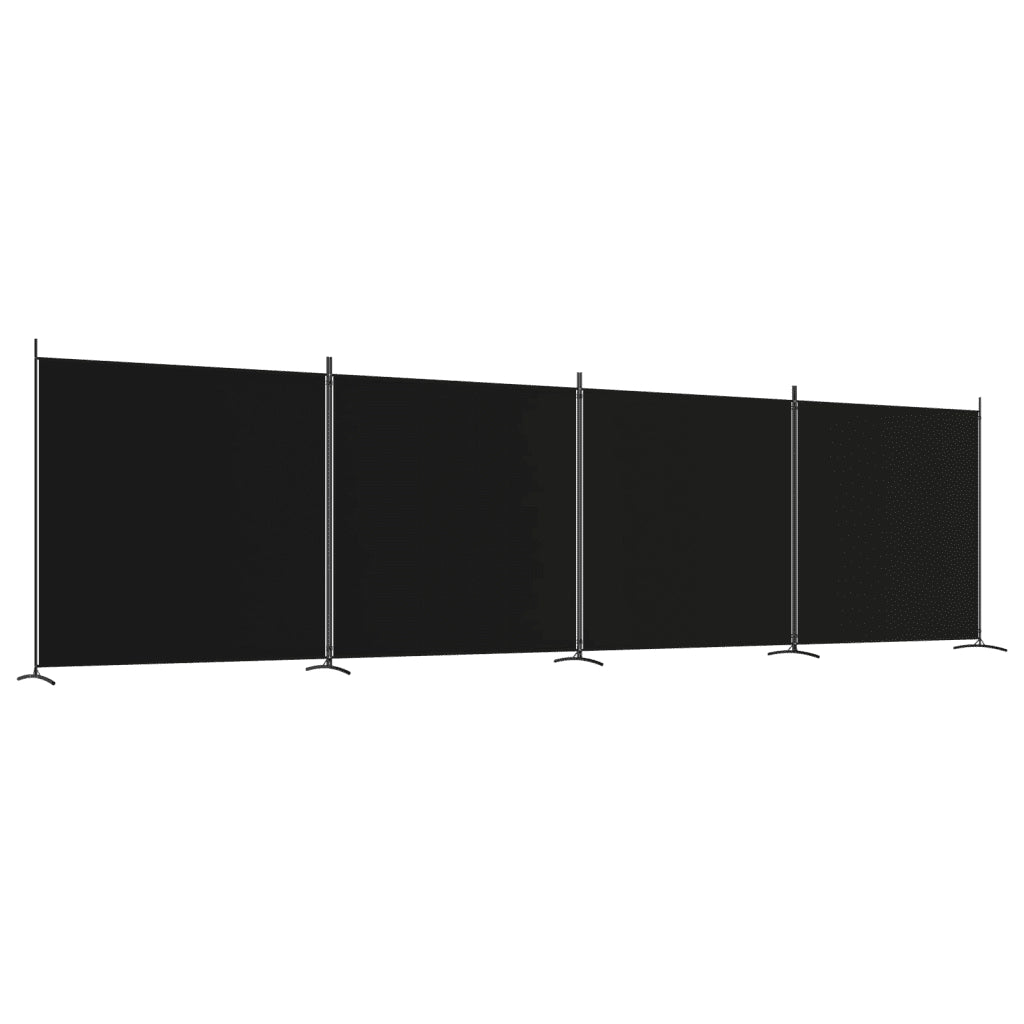 Divisorio a 4 Pannelli Nero 698x180 cm in Tessuto 350285