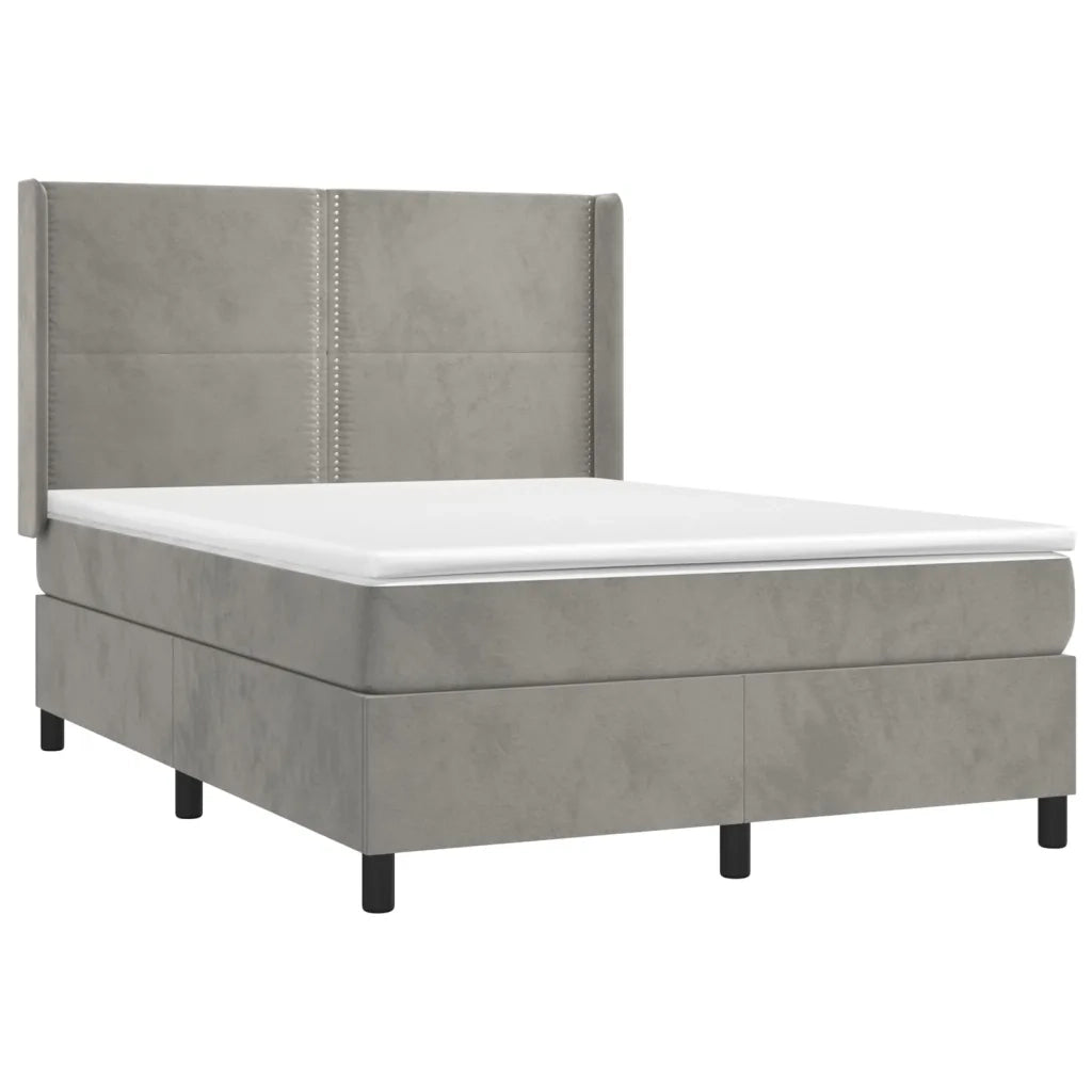 Giroletto a Molle con Materasso Grigio Chiaro 140x190cm Vellutocod mxl 98725