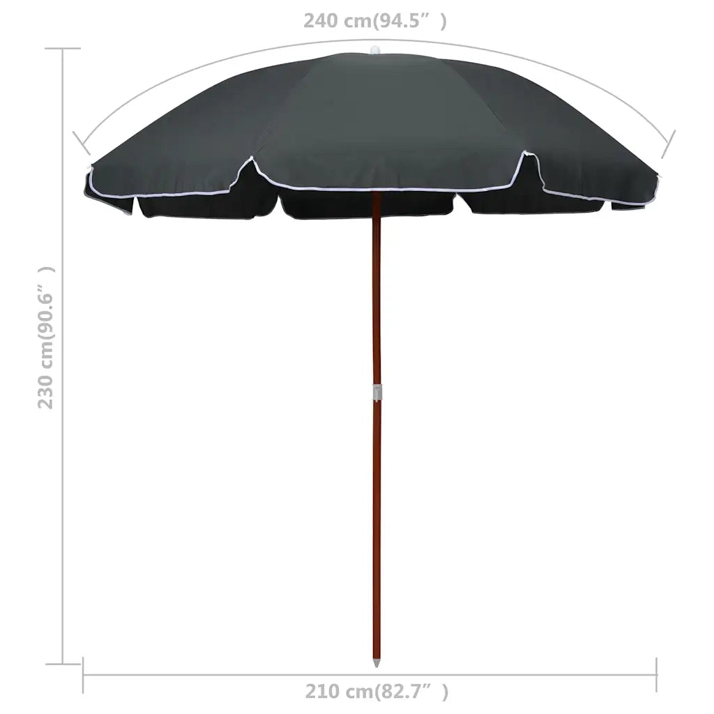 Ombrello | Parasolne da Giardino con Palo in Acciaio 240 cm Antracite